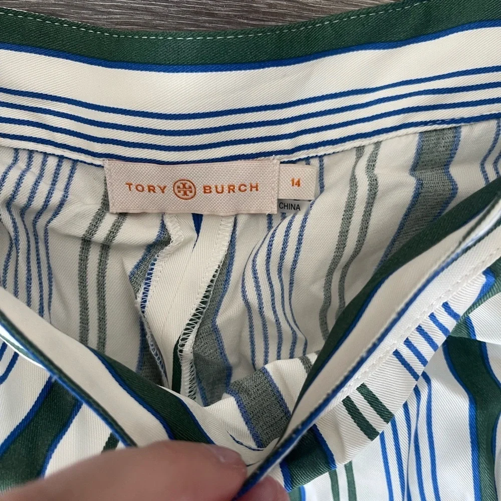 Tory Burch | Striped Straight Leg Lightweight Trousers Beachy Contemporary
